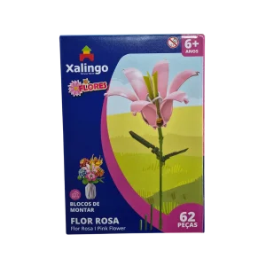 Blocos de Montar Flor Rosa 62 Peças - Xalingo