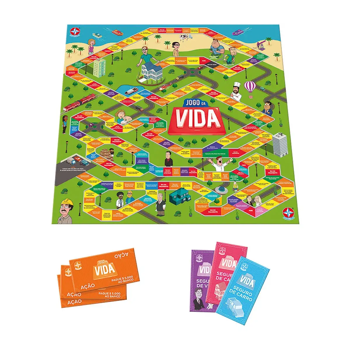Jogo da Vida - Estrela, viva sua vida aproveitando todos os momentos, passe por momentos de sorte e azar para chegar no sucesso ao final da vida