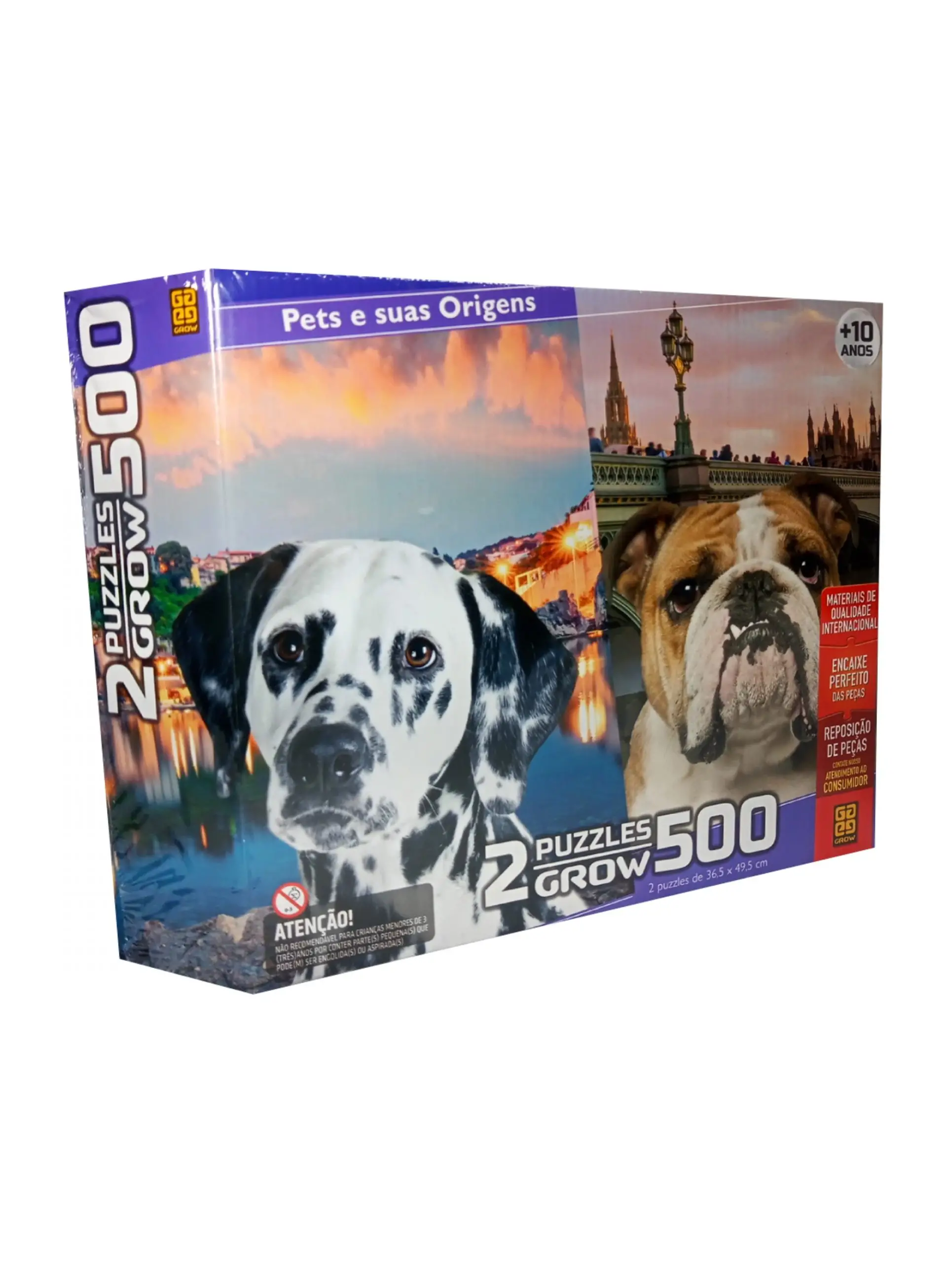 Puzzle Quebra-Cabeça 2 Puzzles de 500 Peças Pets e Suas Origens - Grow, lindo quebra-cabeça para se divertir