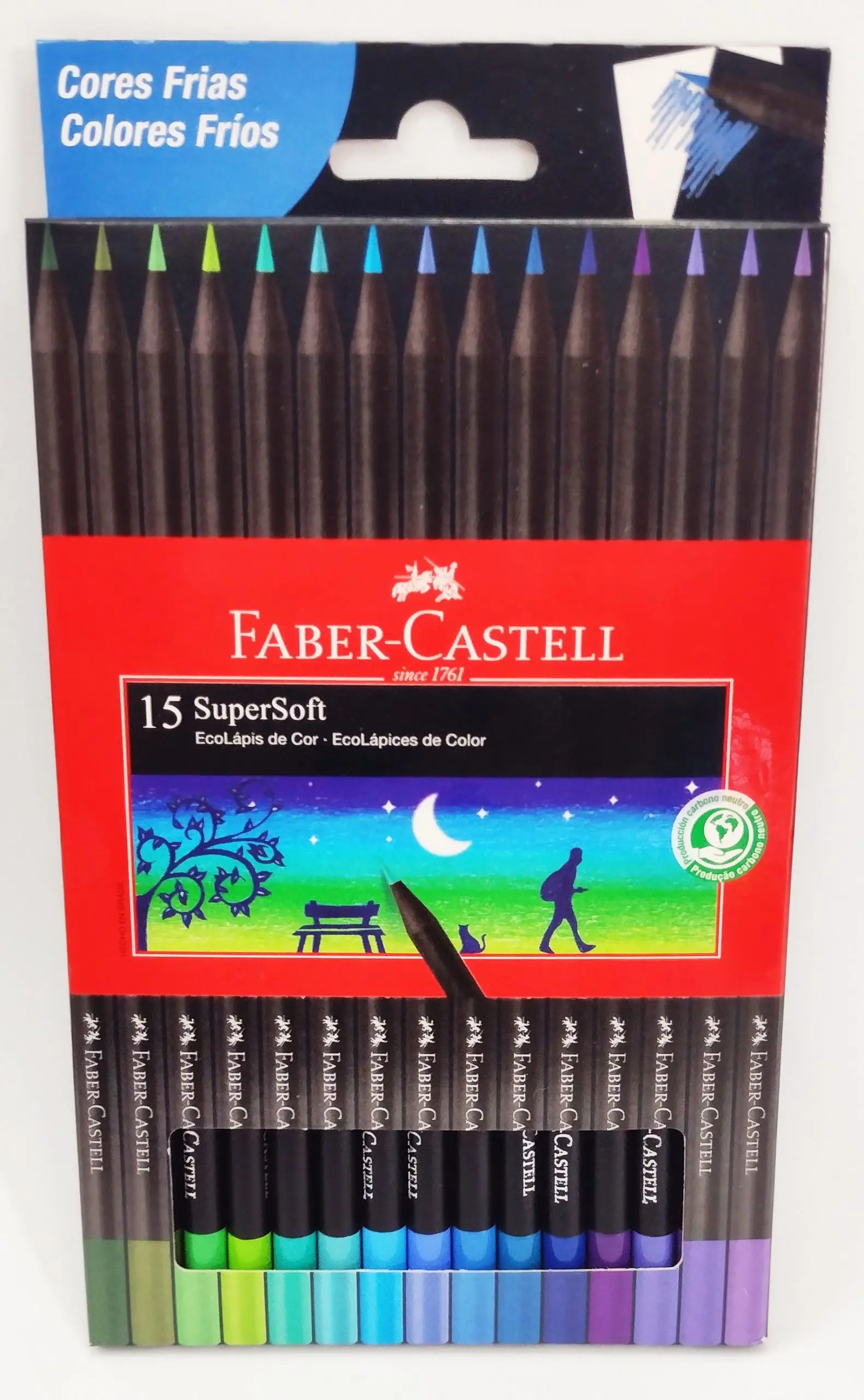 Lápis de Cor 15 SuperSoft Cores Frias - FaberCastell Lápis de Cor 15 SuperSoft Cores Frias - FaberCastell