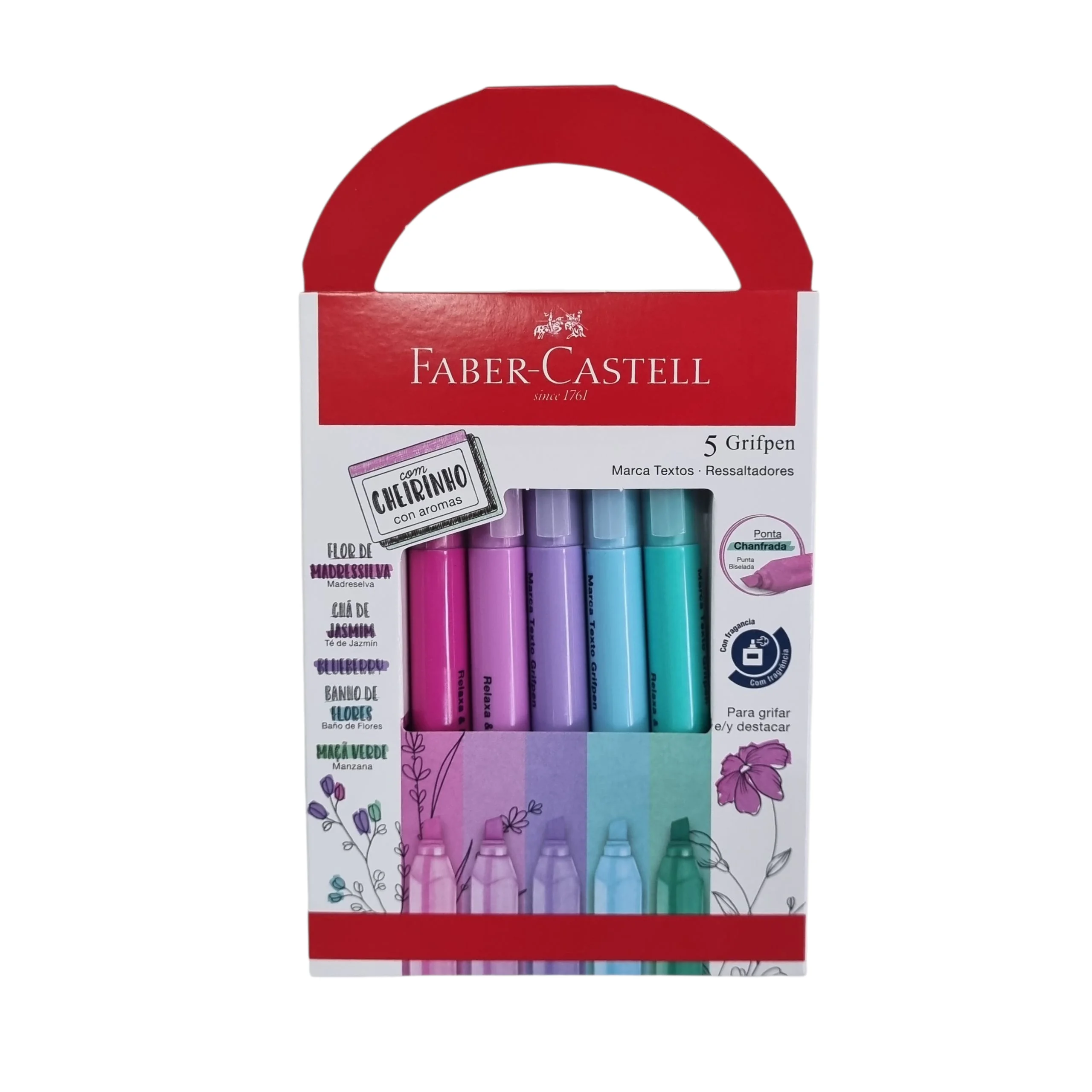 Marca Texto Grifpen com Cheirinho 5 Cores - Faber-Castell Marca Texto Grifpen com Cheirinho 5 Cores - Faber-Castell