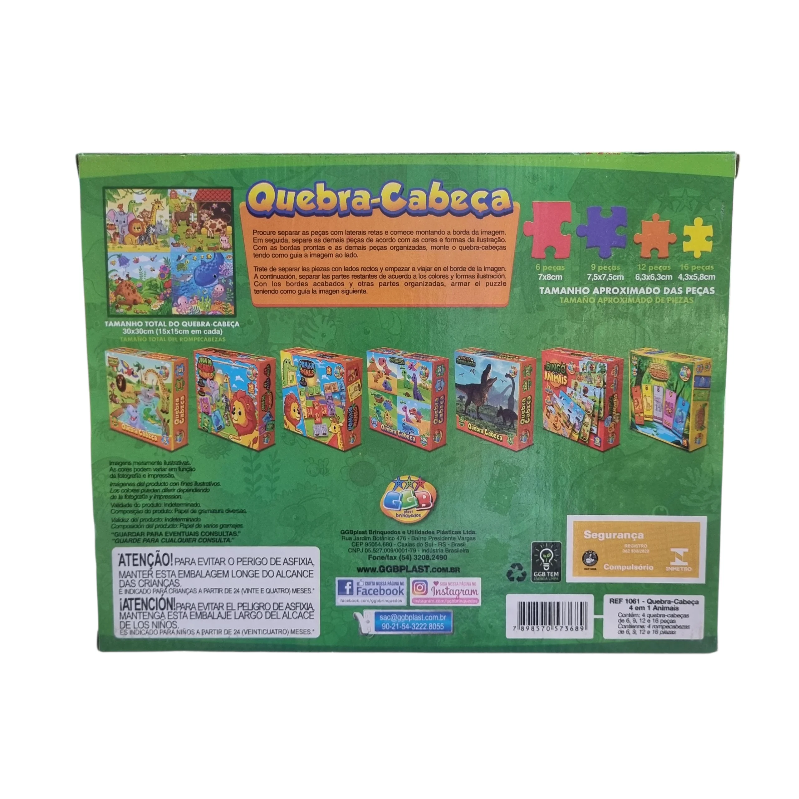 Quebra-Cabeça Animais 4 em 1 – GGB Brinquedos