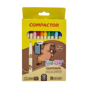 Canetinha Hidrográfica Neo-Pen Gigante Capivara 12 Cores - Compactor