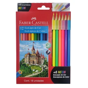 EcoLápis de Cor 12+6 Cores Neon - Faber-Castell