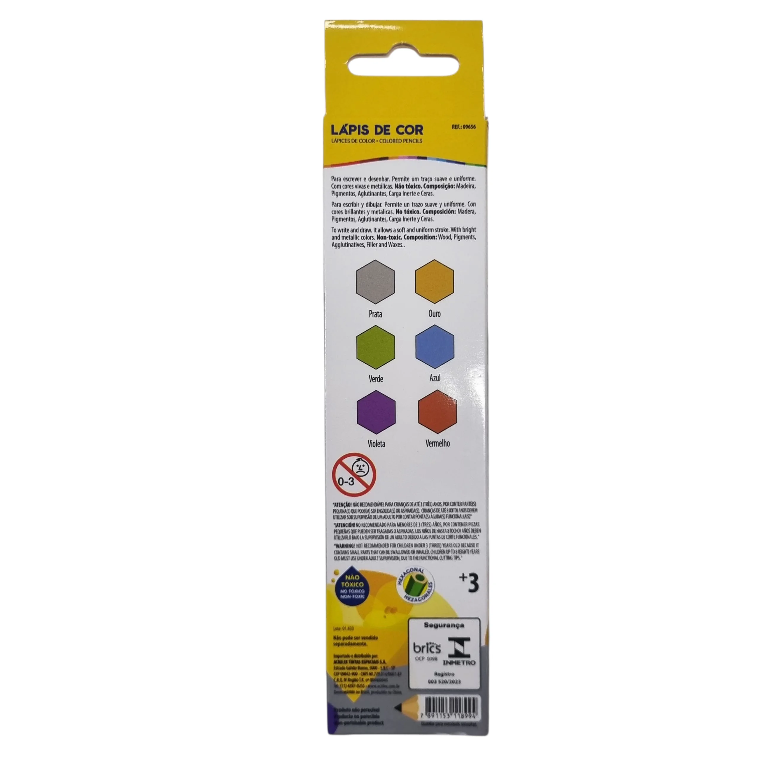 Lápis de Cor Metallic 6 Cores - Acrilex
