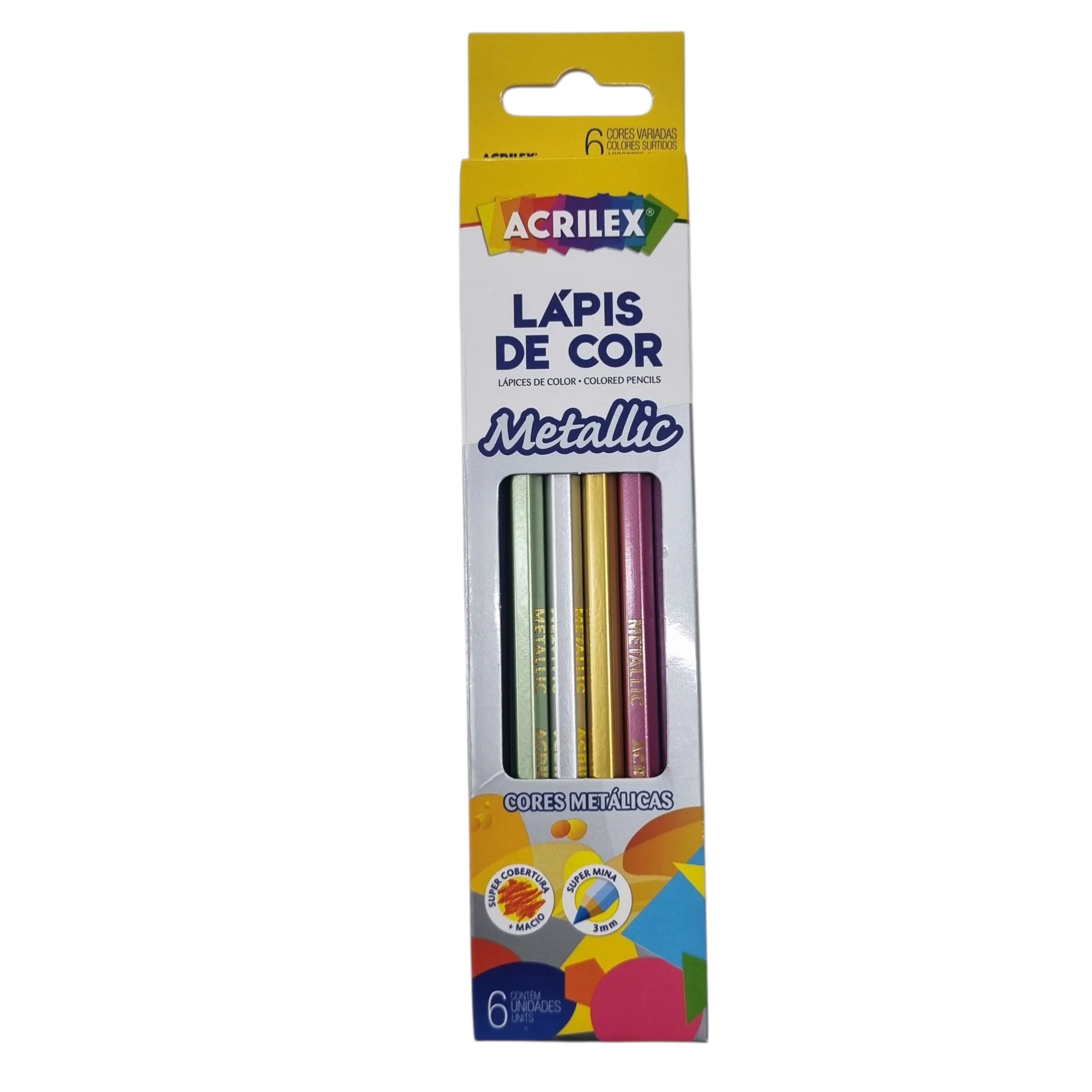 Lápis de Cor Metallic 6 Cores - Acrilex
