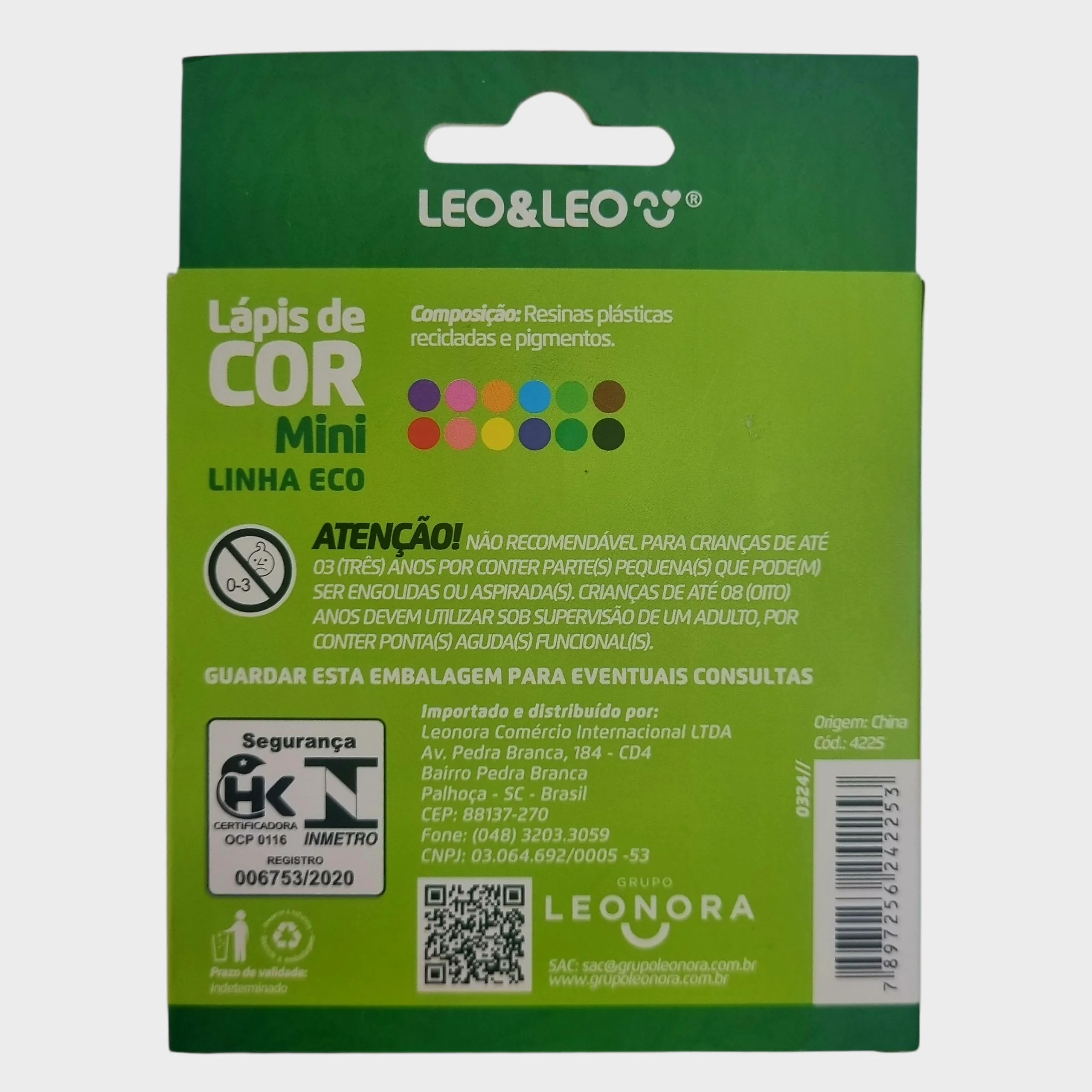 Lápis de Cor Mini Linha Eco 12 Cores - Leo&Leo