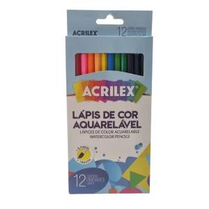 Lápis de Cor Aquarelável 12 Cores + 1 Pincel - Acrilex