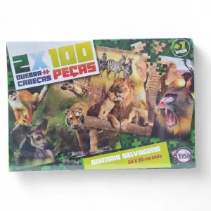 Quebra-Cabeça Animais Selvagens 2x100 Peças - Brinquedos Toia Diversões