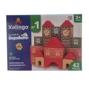 Brincando de Engenheiro 42 Peças em Madeira Reflorestada - Xalingo Brinquedos