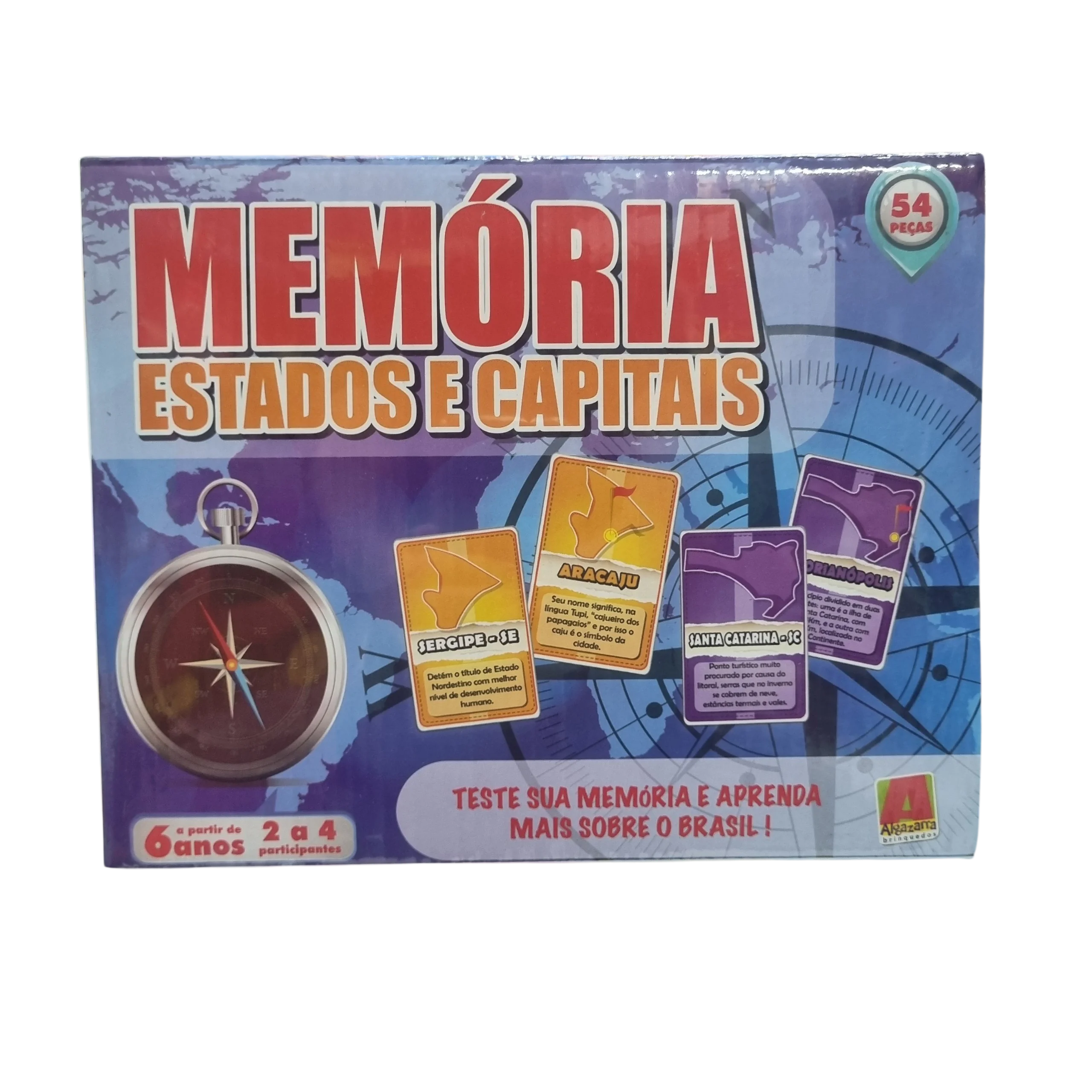 Jogo da Memória Estados e Capitais 54 Cartas - Algazarra Brinquedos