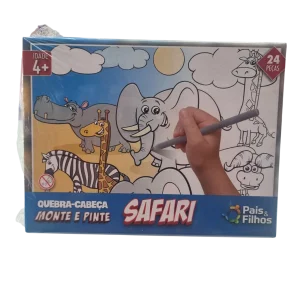 Quebra-Cabeça Infantil Monte e Pinte Safari 24 Peças - Pais & Filhos