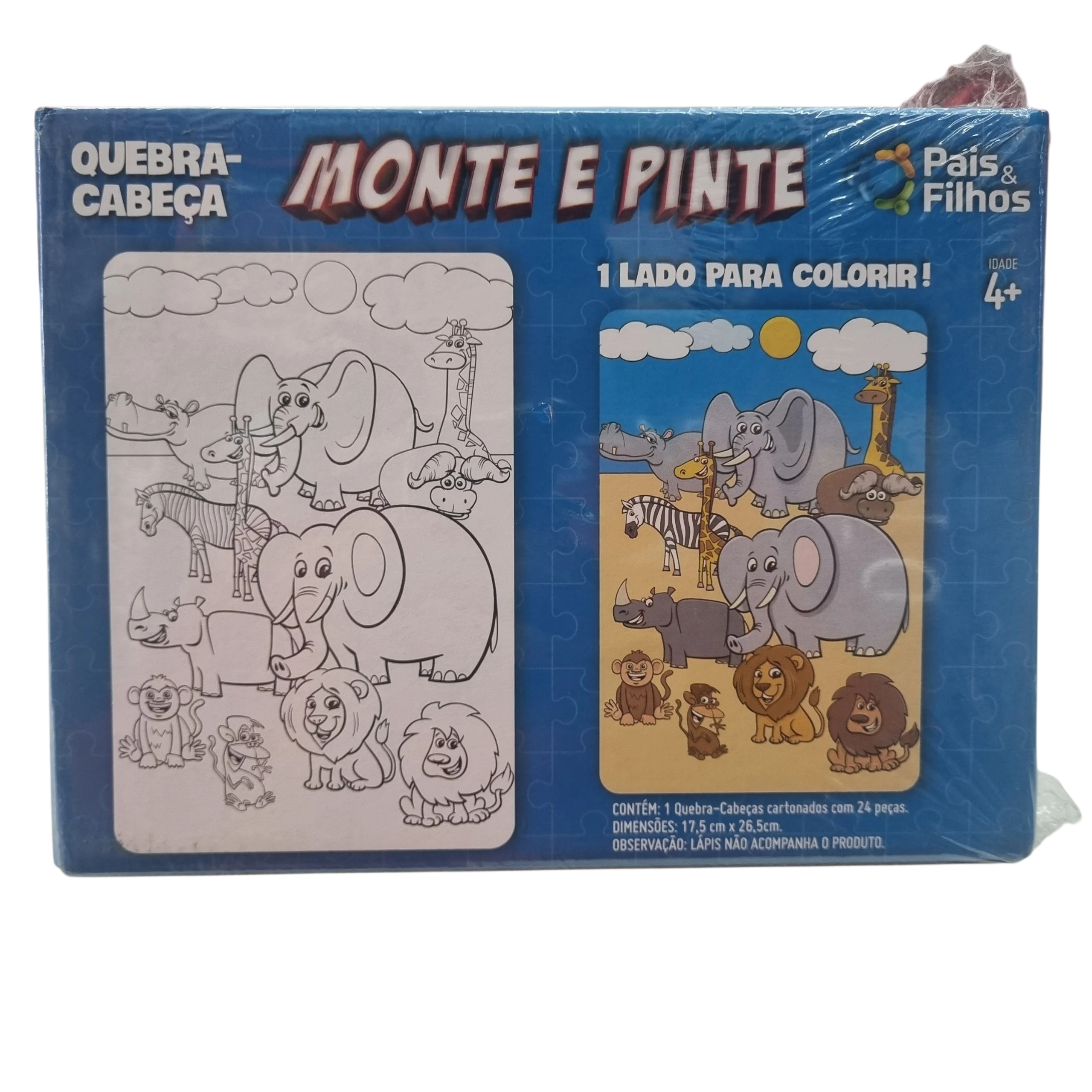 Quebra-Cabeça Infantil Monte e Pinte Safari 24 Peças - Pais & Filhos