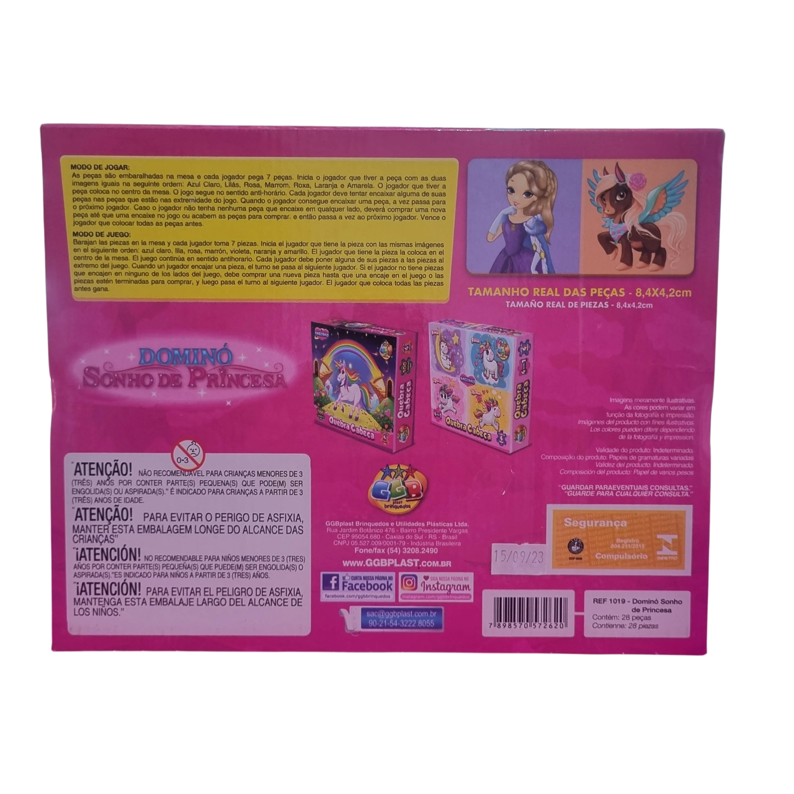 Jogo Dominó Infantil Sonho de Princesa - GGB Brinquedos