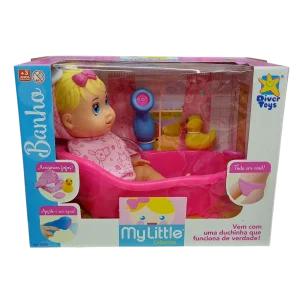 Boneca Bebê Banho com Banheira e Ducha My Little Collection - Divertoys