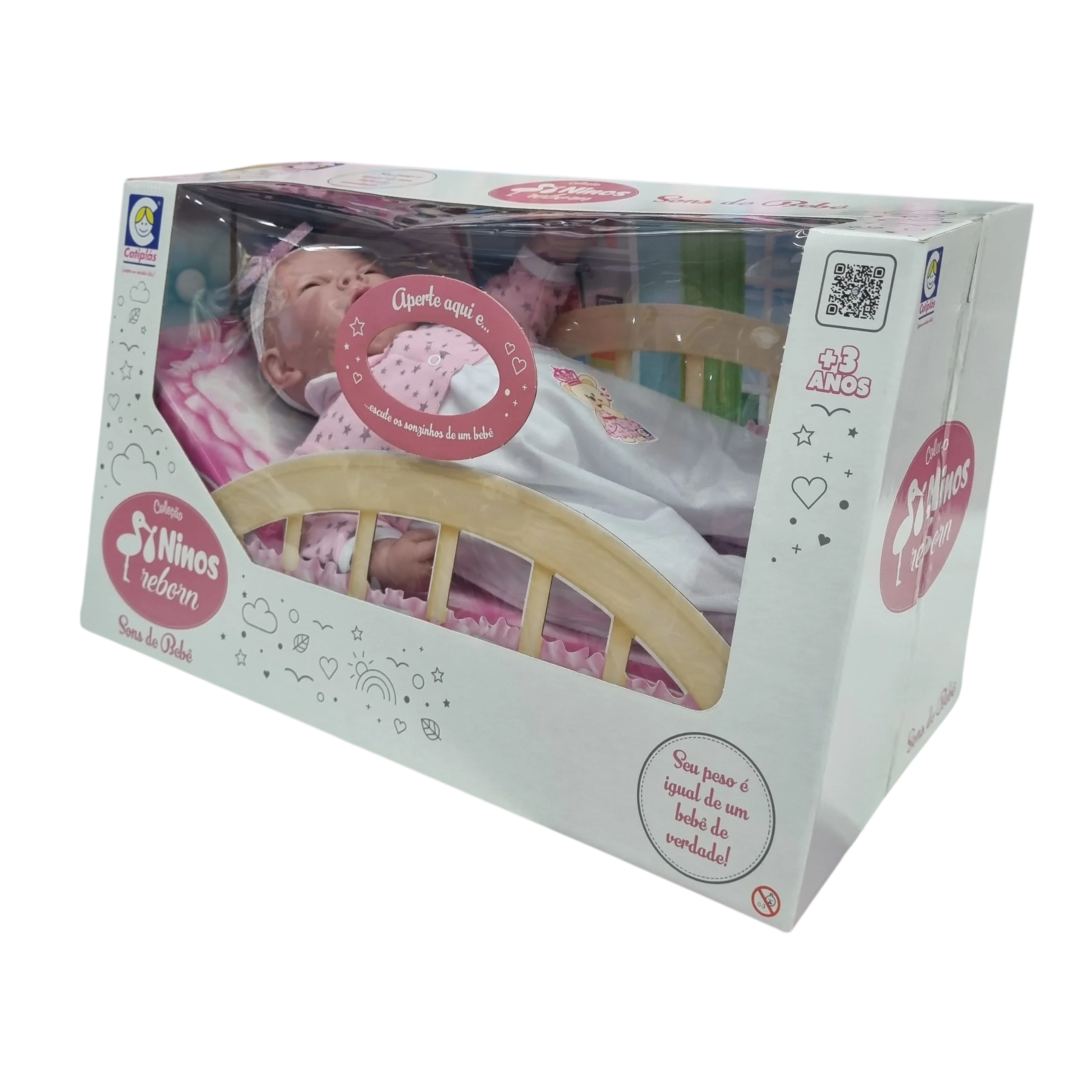 Boneca Bebê Ninos Reborn Sons de Bebê com Som Realista - Cotiplás