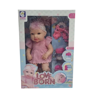 Boneca Love Born Hora de Brincar Interativa com Acessórios - Cotiplás