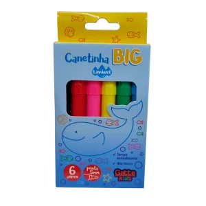 Canetinha Big Lavável 12 Cores Jumbo Infantil - Gatte Kids