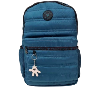 Mochila Escolar Mickey Mouse Azul com Chaveiro e Bolsos Laterais - Xeryus