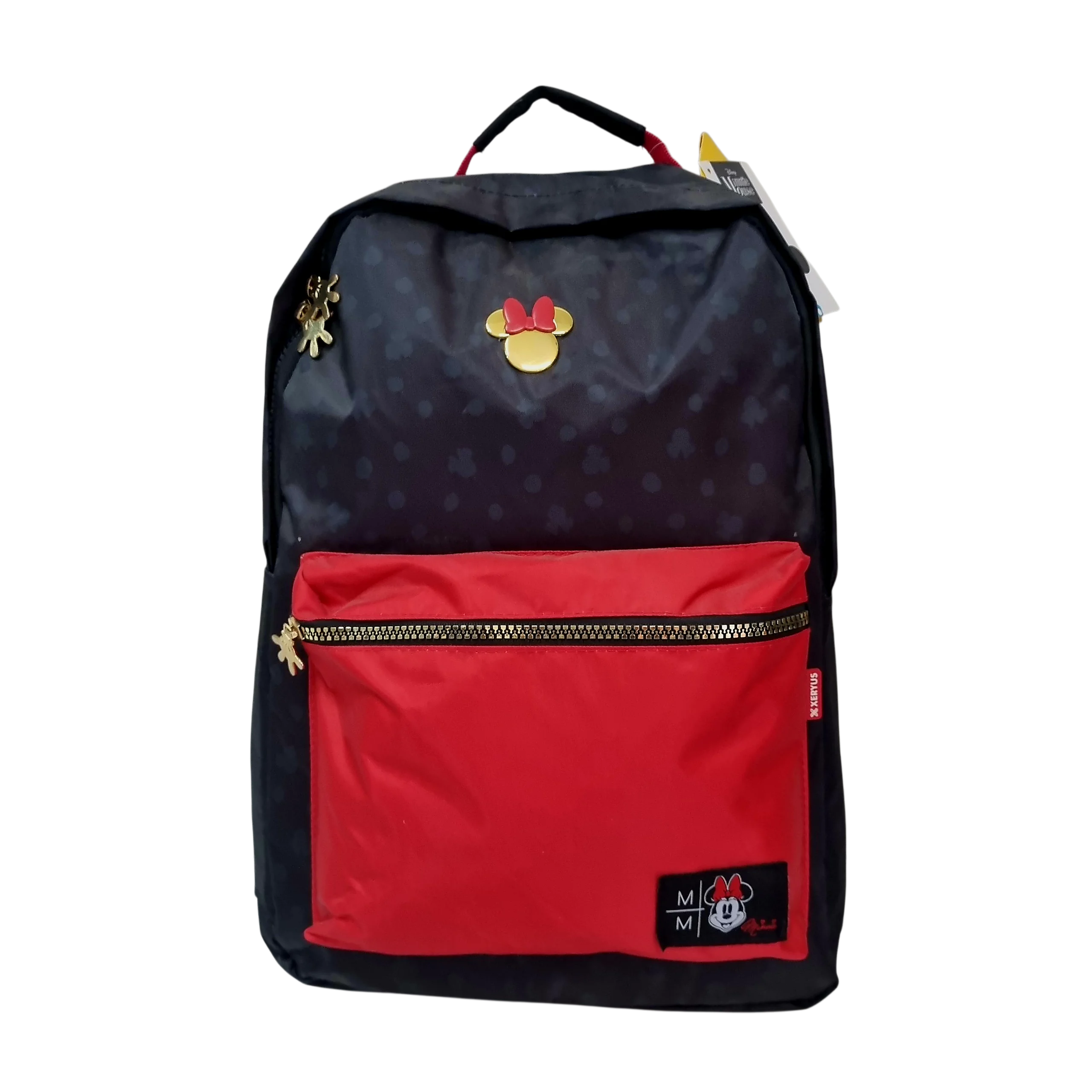 Mochila Escolar Minnie Mouse Preta e Vermelha com Bolso Frontal - Xeryus