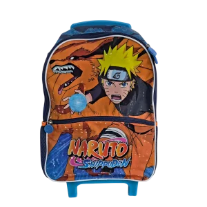 Mochila com Rodinhas Naruto Infantil Azul com Bolso Frontal - Pacific