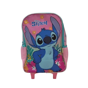 Mochila com Rodinhas Stitch Infantil com Bolso Frontal - Luxcel