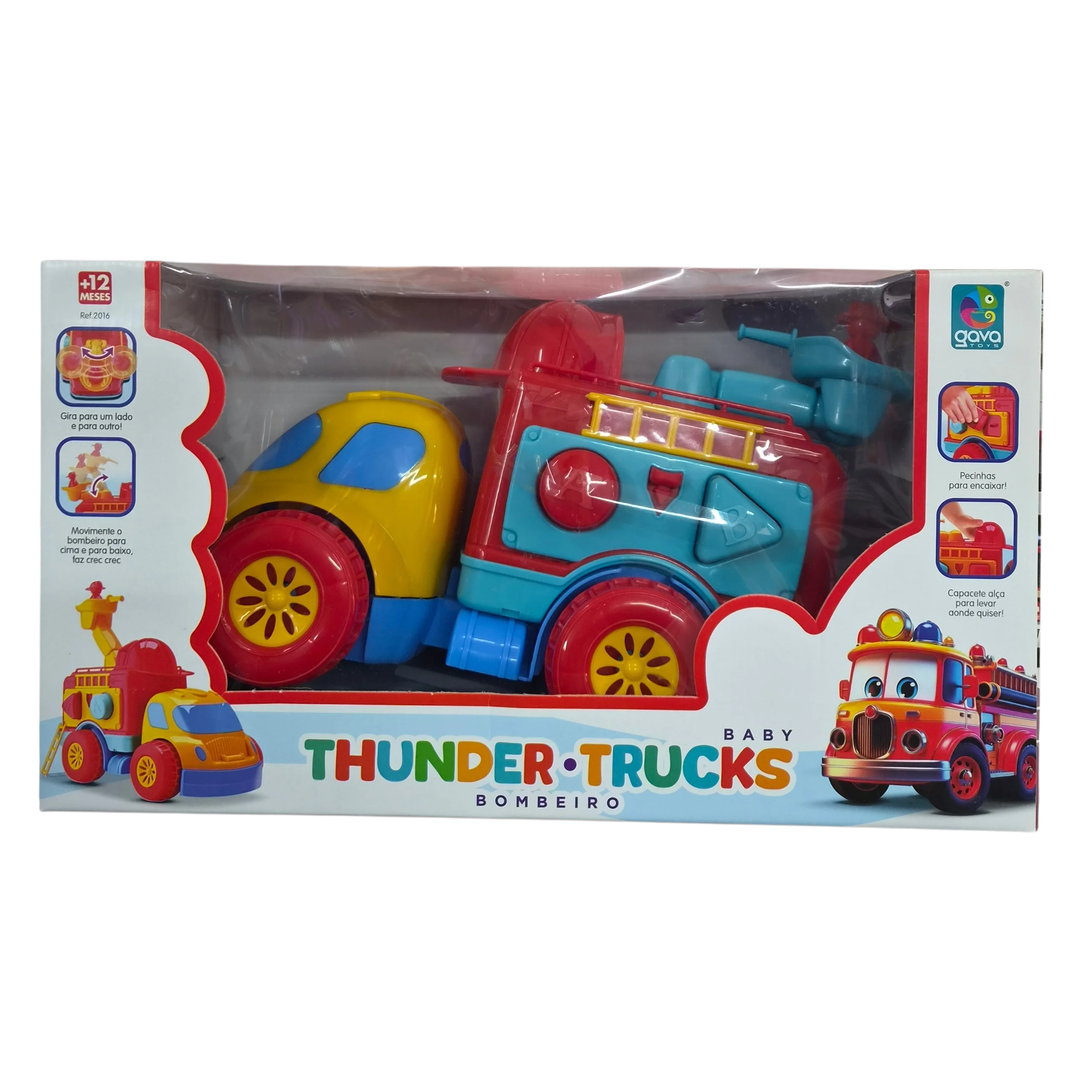 Caminhão Bombeiro Infantil Thunder Trucks Baby Grande Resgate - Gava Toys