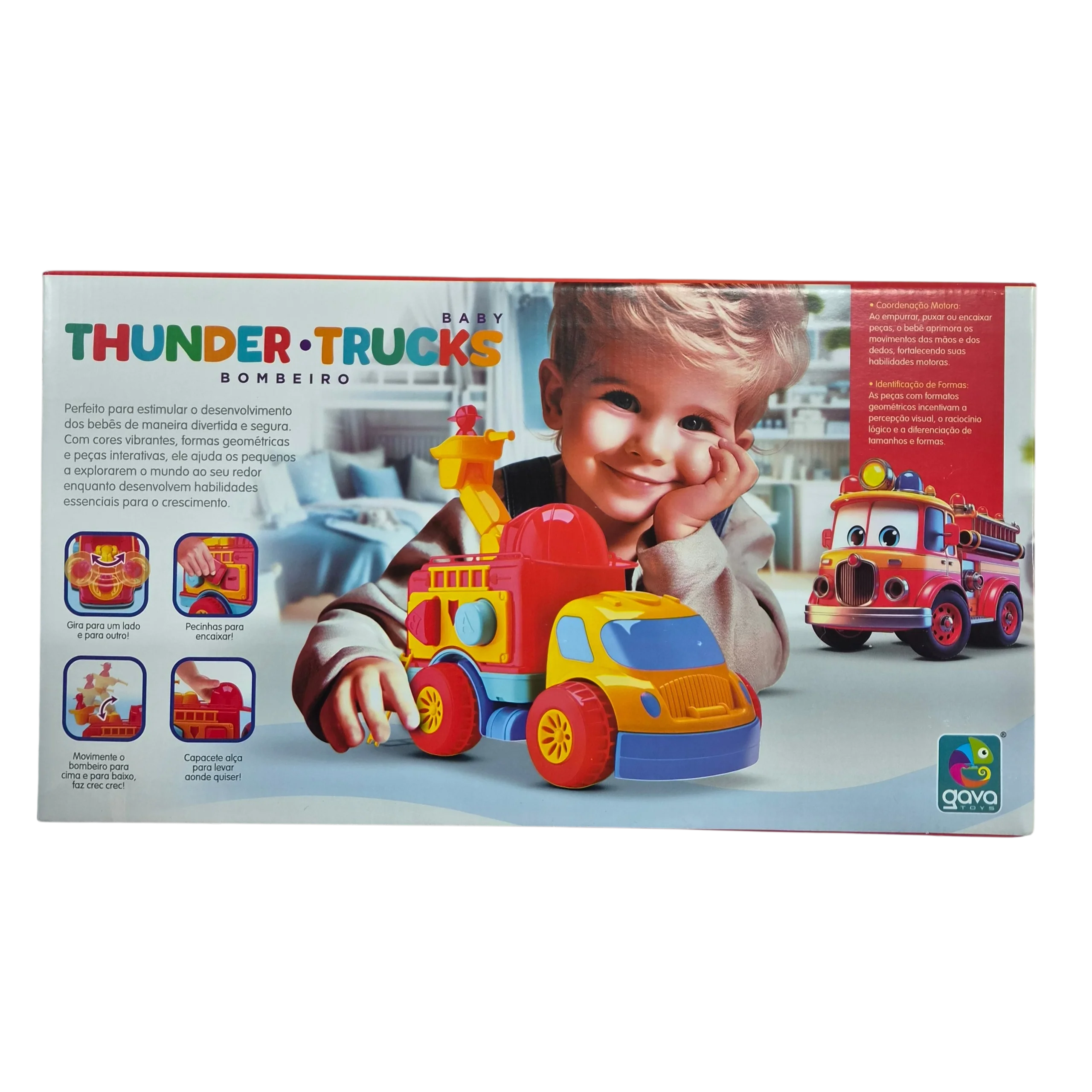 Caminhão Bombeiro Infantil Thunder Trucks Baby Grande Resgate - Gava Toys