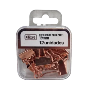 Prendedor de Papel 19mm Dourado com 12 Unidades - Tilibra