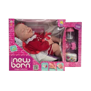 Boneca Bebê Realista New Born Unique Collection com Mamadeira e Chupeta - Diver Toys